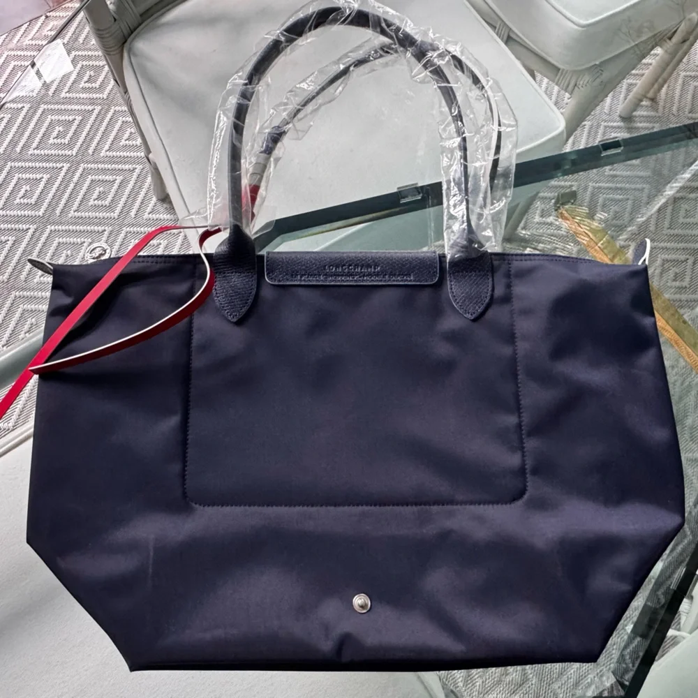 Longchamp Navy Tote with Red and White Logo - Picture 2 of 3